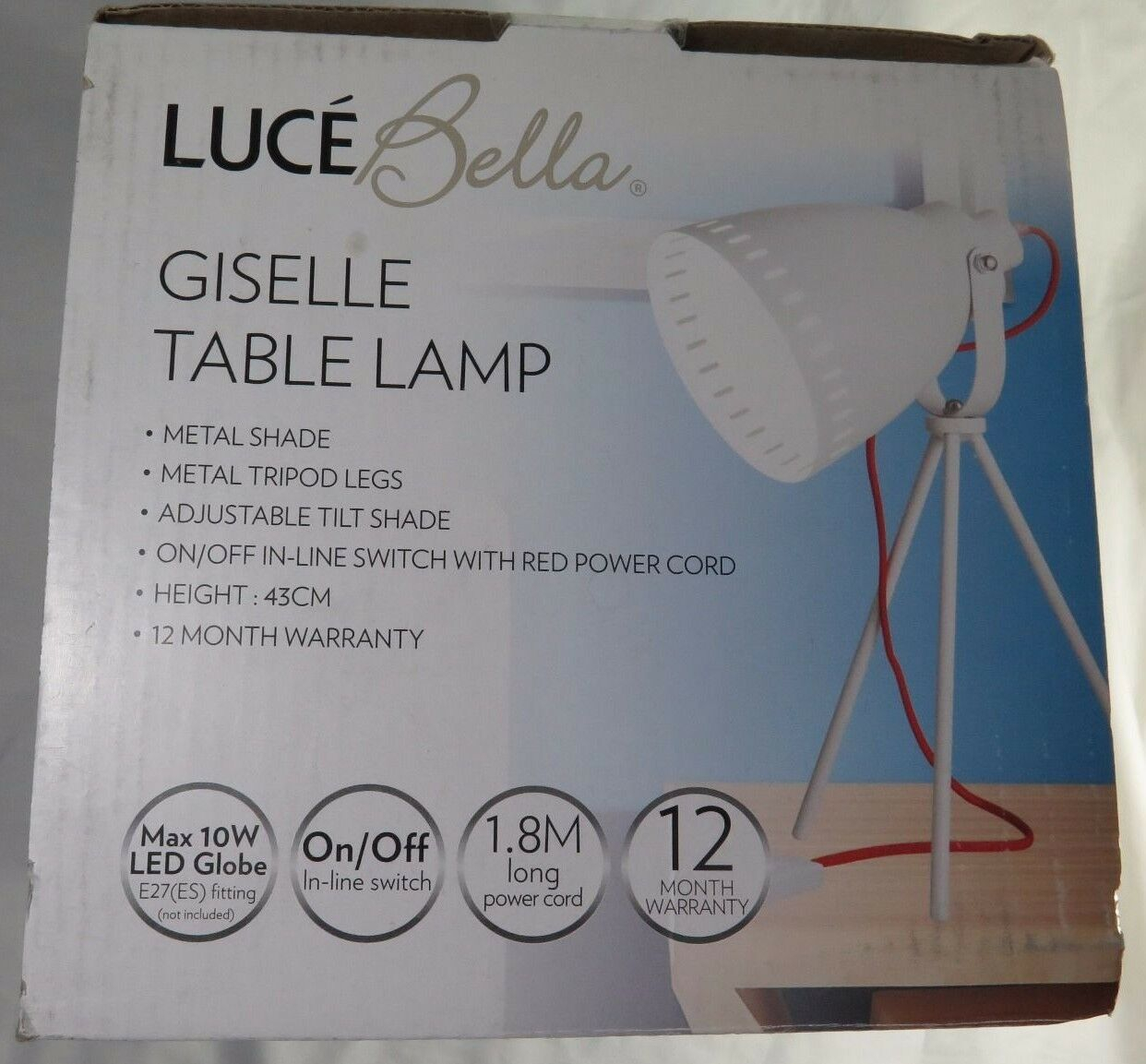 Luce Bella Design Tripod Table Lamp White Metal Construction throughout proportions 1242 X 1153