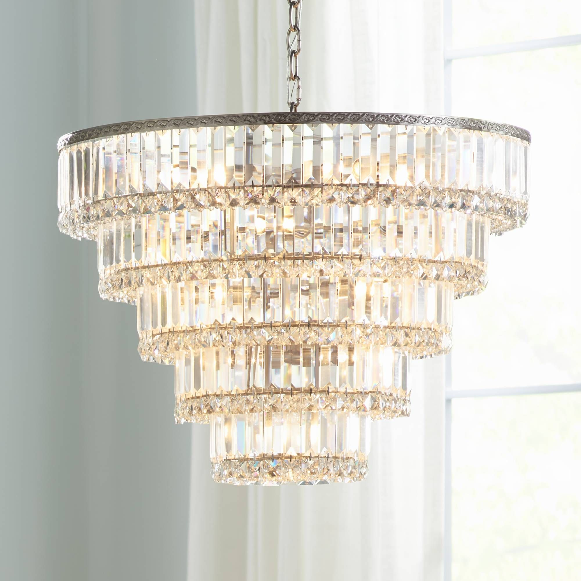 Magnificence Satin Nickel 24 12 Wide Crystal Chandelier in sizing 2001 X 2000