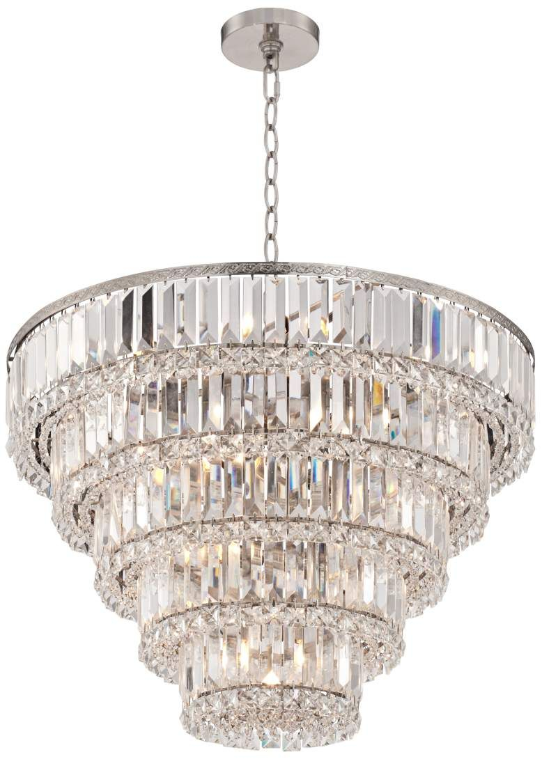 Magnificence Satin Nickel 24 12 Wide Crystal Chandelier pertaining to size 778 X 1090