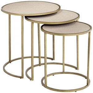 Marbella Antique Brushed Brass 3 Piece Nesting Table Set regarding proportions 1000 X 1000