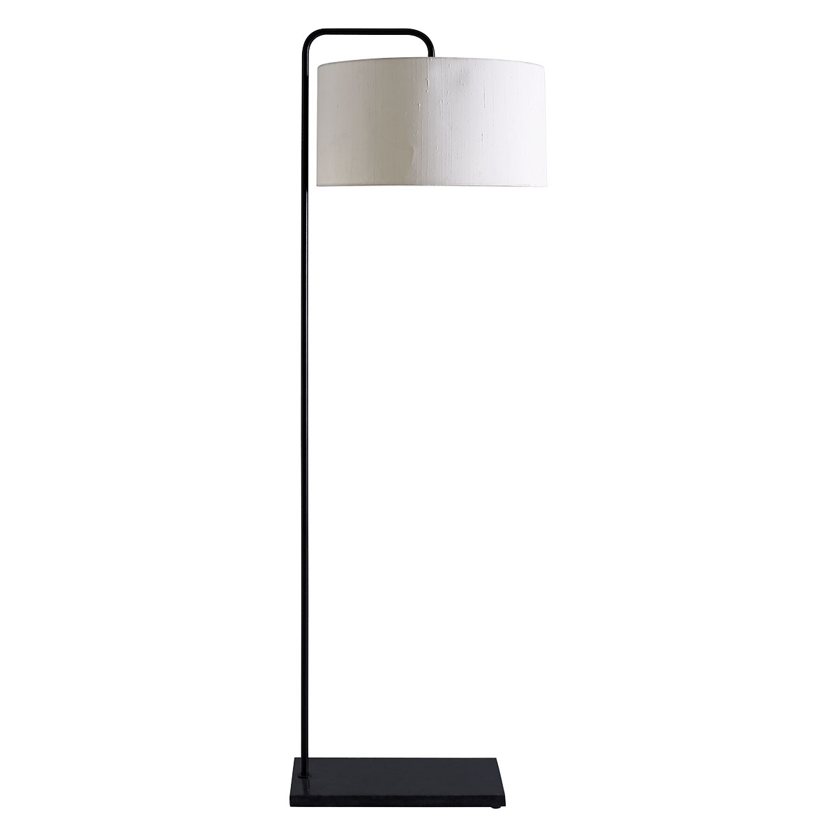 Marbelle Black Metal And Marble Floor Lamp With Drum Silk White Shade with sizing 1200 X 1200