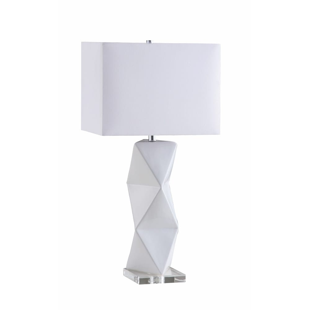 Martinique Transitional White Geometric Table Lamp Ceramic in proportions 1000 X 1000