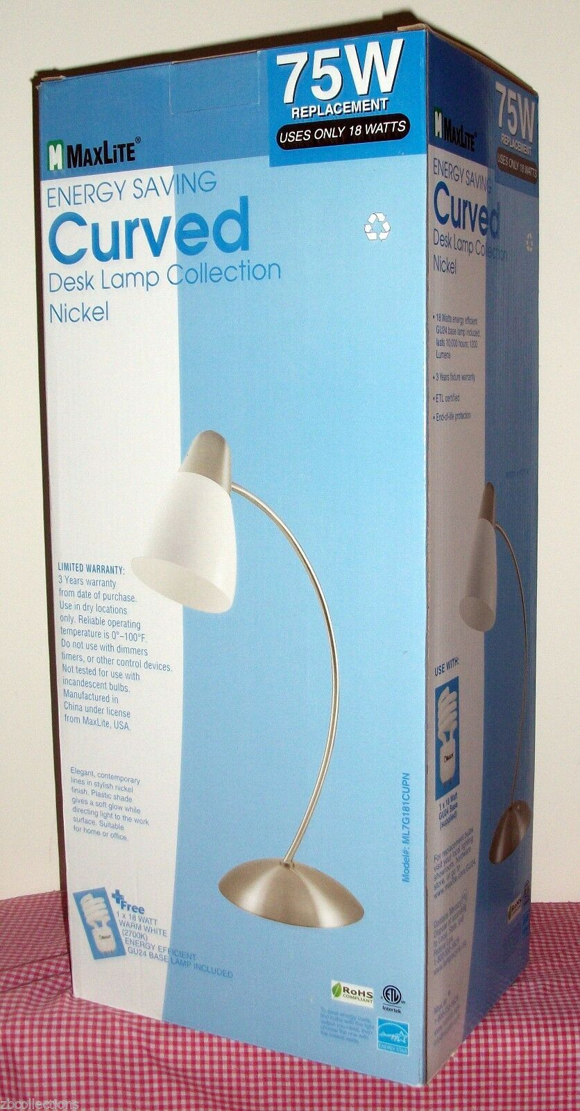 Maxlite Ml7g181cupn Curved Desk Lamp Satin Nickel Contemporary New for dimensions 836 X 1600