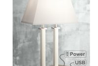 Modern Table Lamp With Usb Brushed Steel Side Outlet For Bedroom Lamps Plus regarding size 1600 X 1600