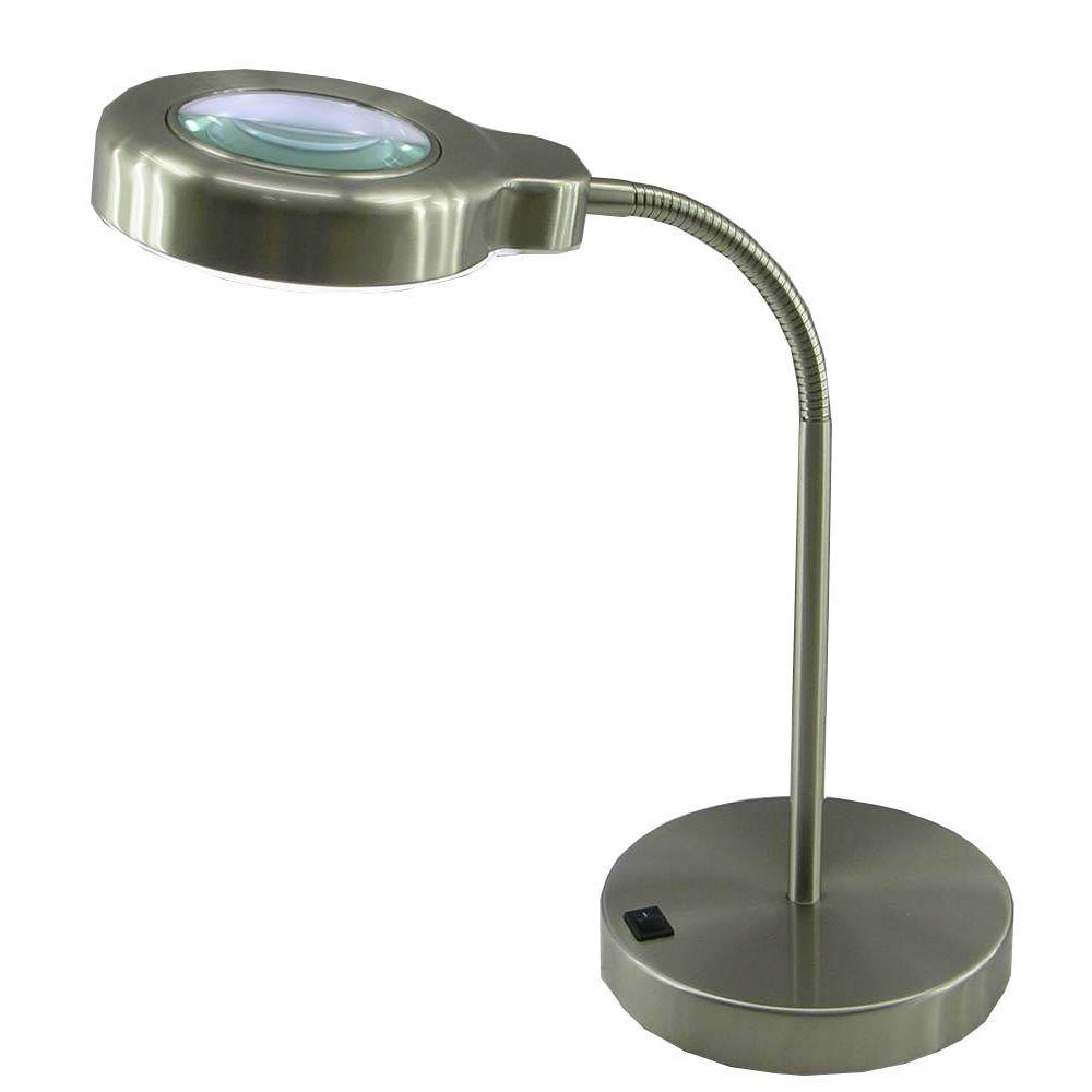 Normande Lighting 15 In Brushed Steel Fluorescent Magnifier Desk Lamp regarding measurements 1000 X 1000