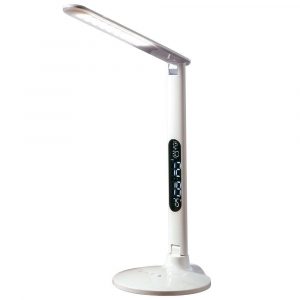 Normande Lighting 18 In White All In One Led Desk Lamp With Digital Clock Calendar And Thermometer in size 1000 X 1000