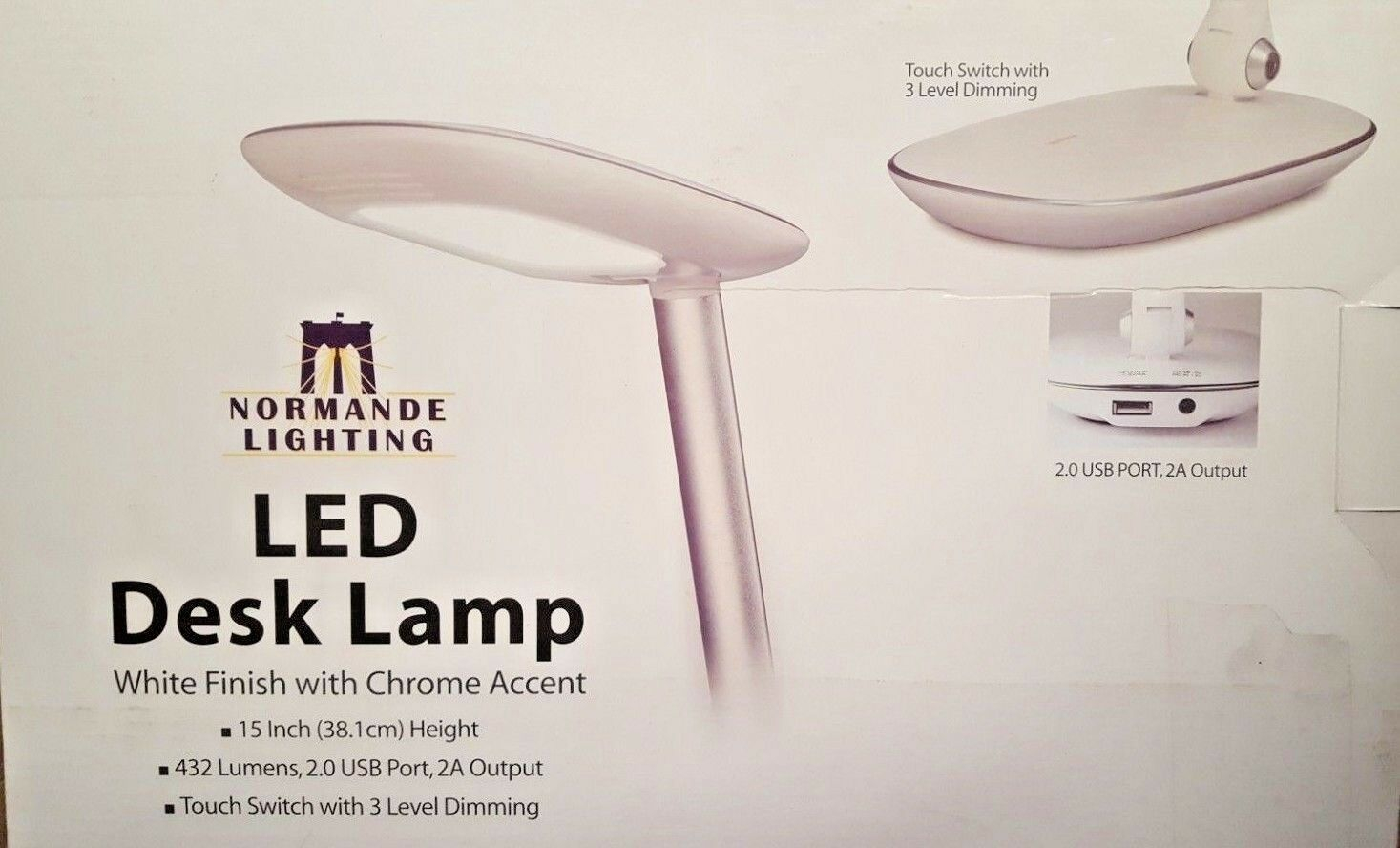 Normande Lighting Led Desk Lamp Usb Port Touch Switch White Chrome Finish S2 regarding measurements 1467 X 888