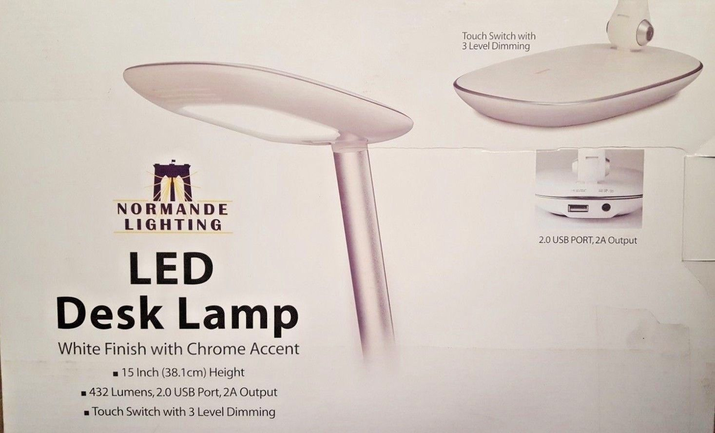 Normande Lighting Led Desk Lamp Usb Port Touch Switch White Chrome Finish S2 throughout size 1467 X 888