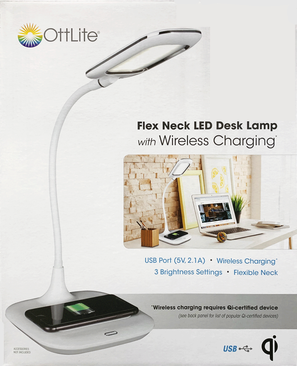 Ottlite Flex Neck Led Desk Lamp With Wireless Charging Usb Port Blackwhite pertaining to proportions 975 X 1200