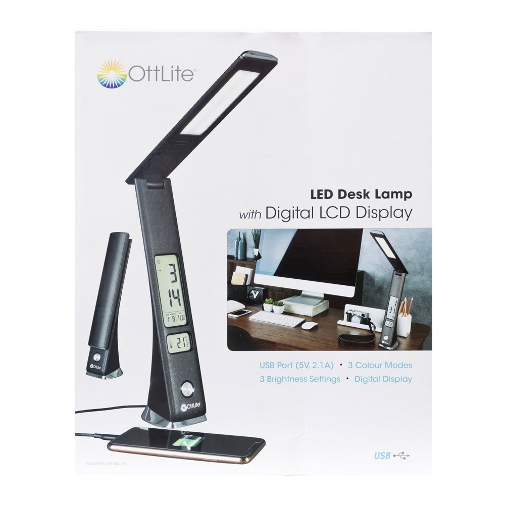 Ottlite Led Organiser Desk Lamp With Digital Clock Usb inside measurements 1000 X 1000