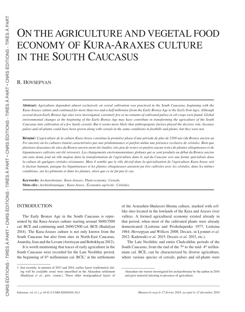 Pdf On The Agriculture And Vegetal Food Economy Of Kura with regard to dimensions 850 X 1082