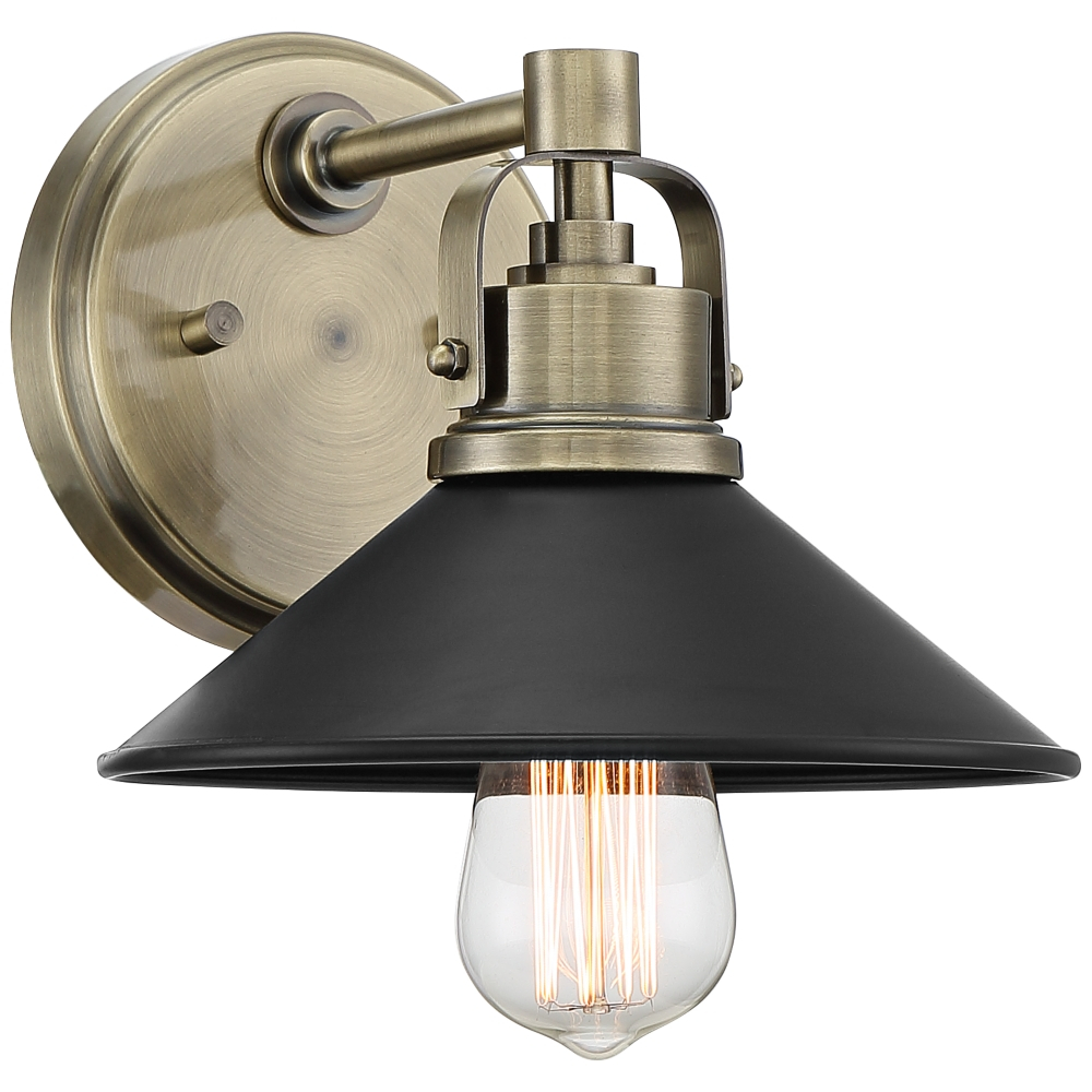 Possini Euro Clive 6 34 High Brass And Black Wall Sconce for size 1000 X 1000