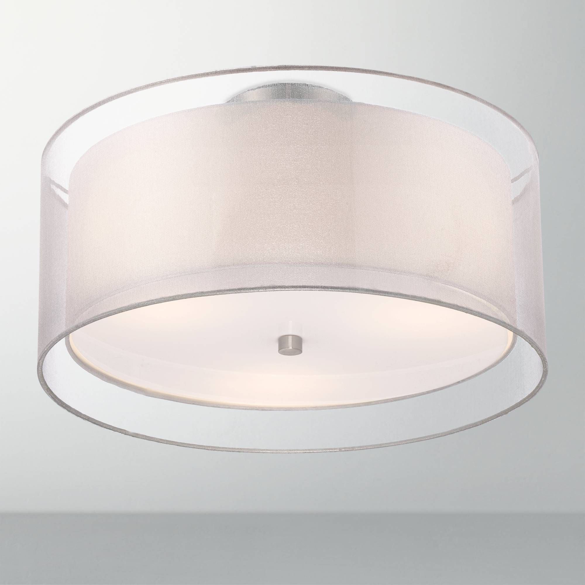 Possini Euro Double Drum 18 Wide White Ceiling Light throughout sizing 2000 X 2000