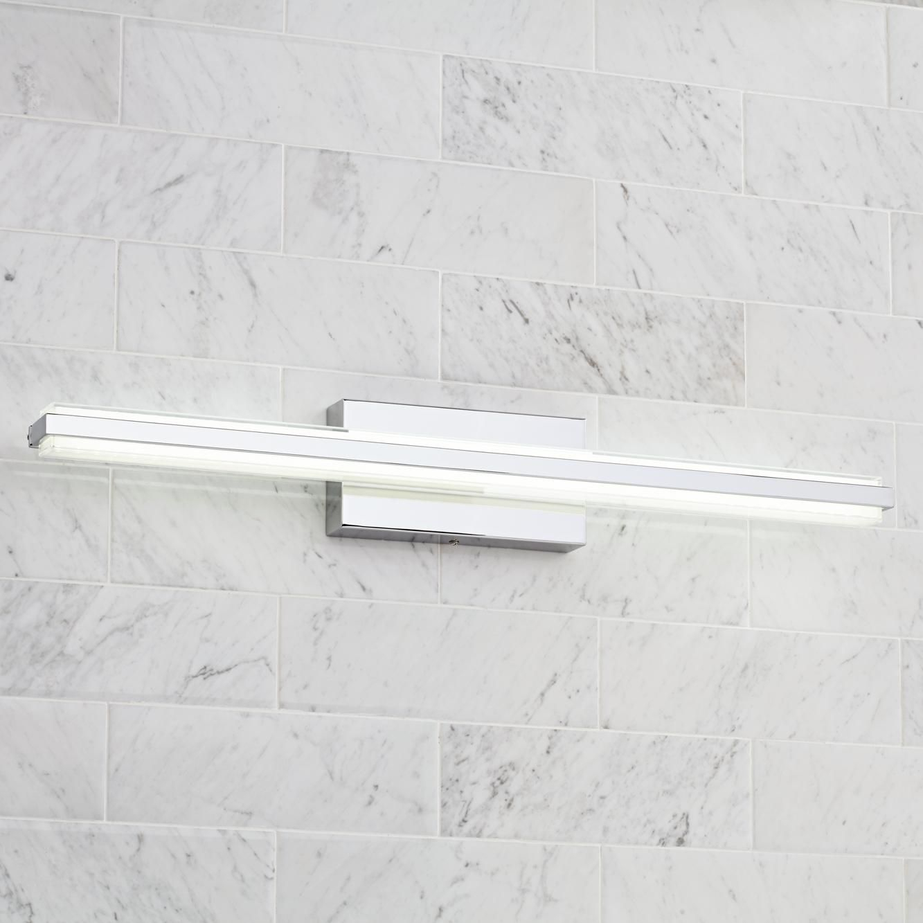 Possini Euro Eloe Chrome 31 14 Wide Linear Led Bath Bar intended for dimensions 1333 X 1333