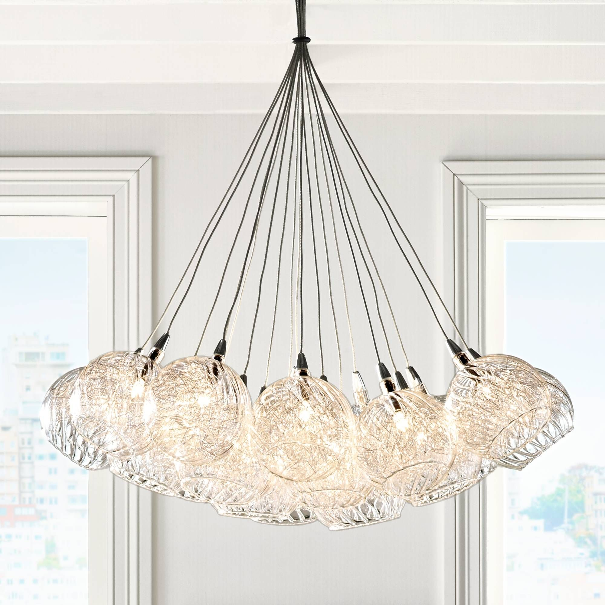 Possini Euro Wired 23 12 Wide Chrome Multi Light Pendant within size 2000 X 2000