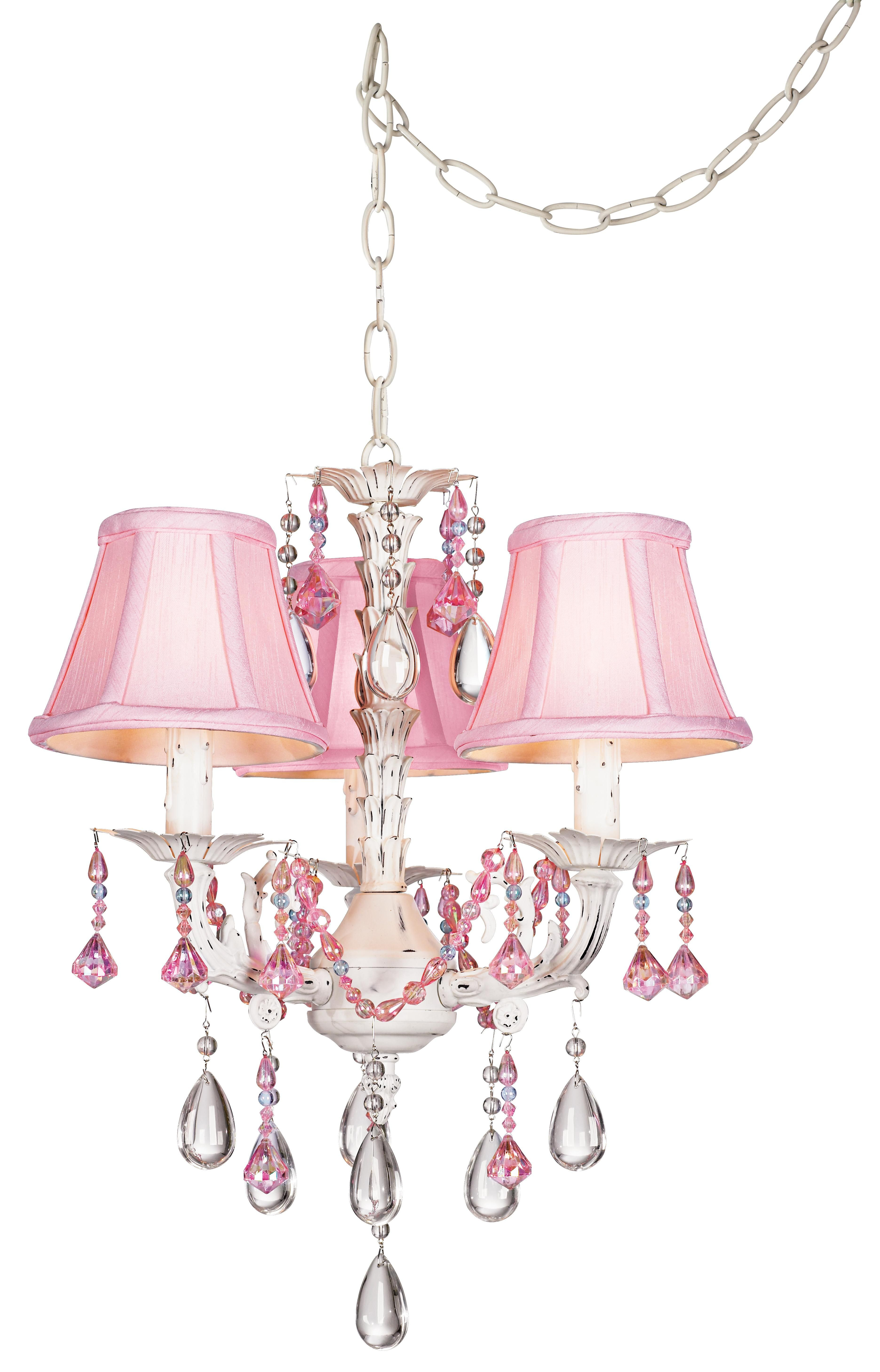 Pretty In Pink Swag Style Plug In Mini Chandelier Glo for sizing 3742 X 5837