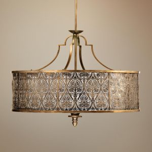 Quorum French Damask 36 Wide Vintage Pewter Pendant Light regarding dimensions 2000 X 2000