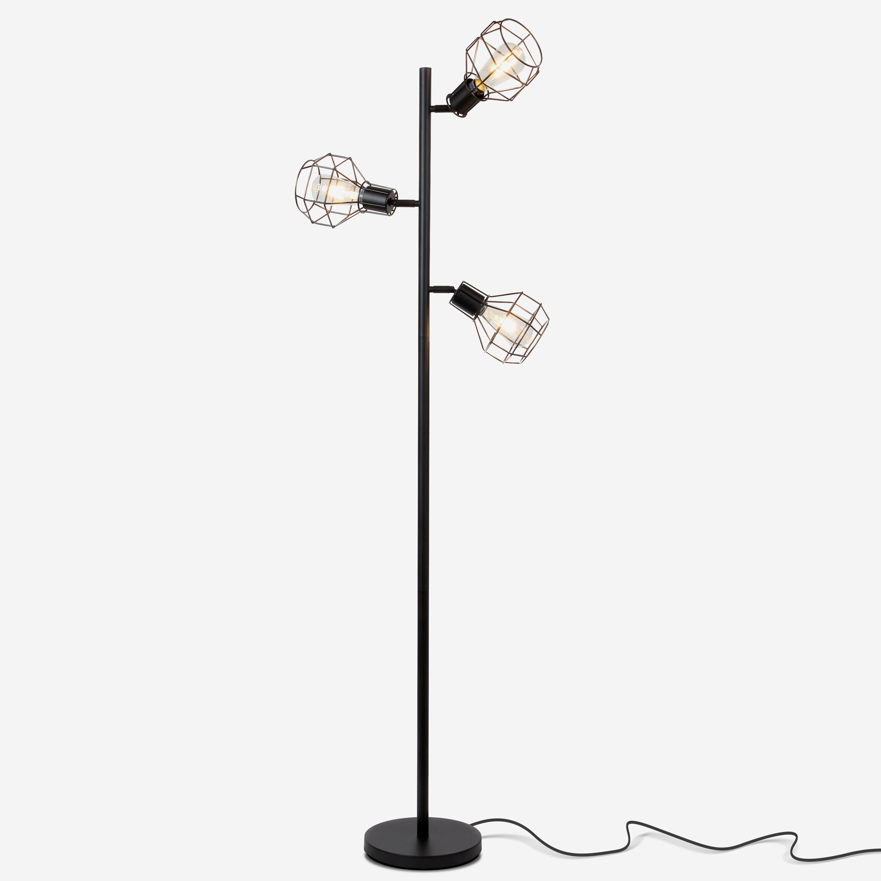 Robin Tree Led Floor Lamp Industrial Modern Style Cage Lantern Shade Tall Free Standing Pole With 3 Vintage Led Light Bulbs Contemporary Bright in proportions 3000 X 3000