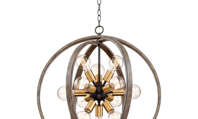 Stedman 25 Wide 12 Light Brass And Wood Orb Chandelier throughout dimensions 1000 X 1000