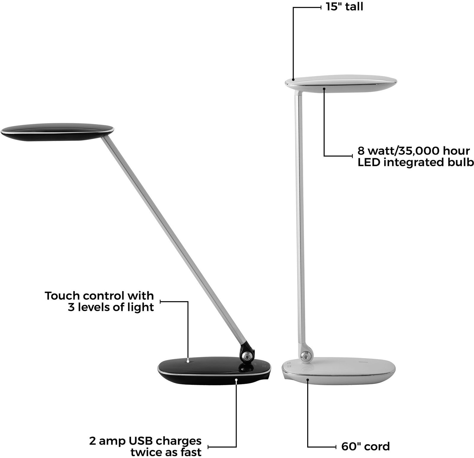 Studio 3b 8 Watt Led Usb Desk Lamp In Blackchrome intended for sizing 1600 X 1546