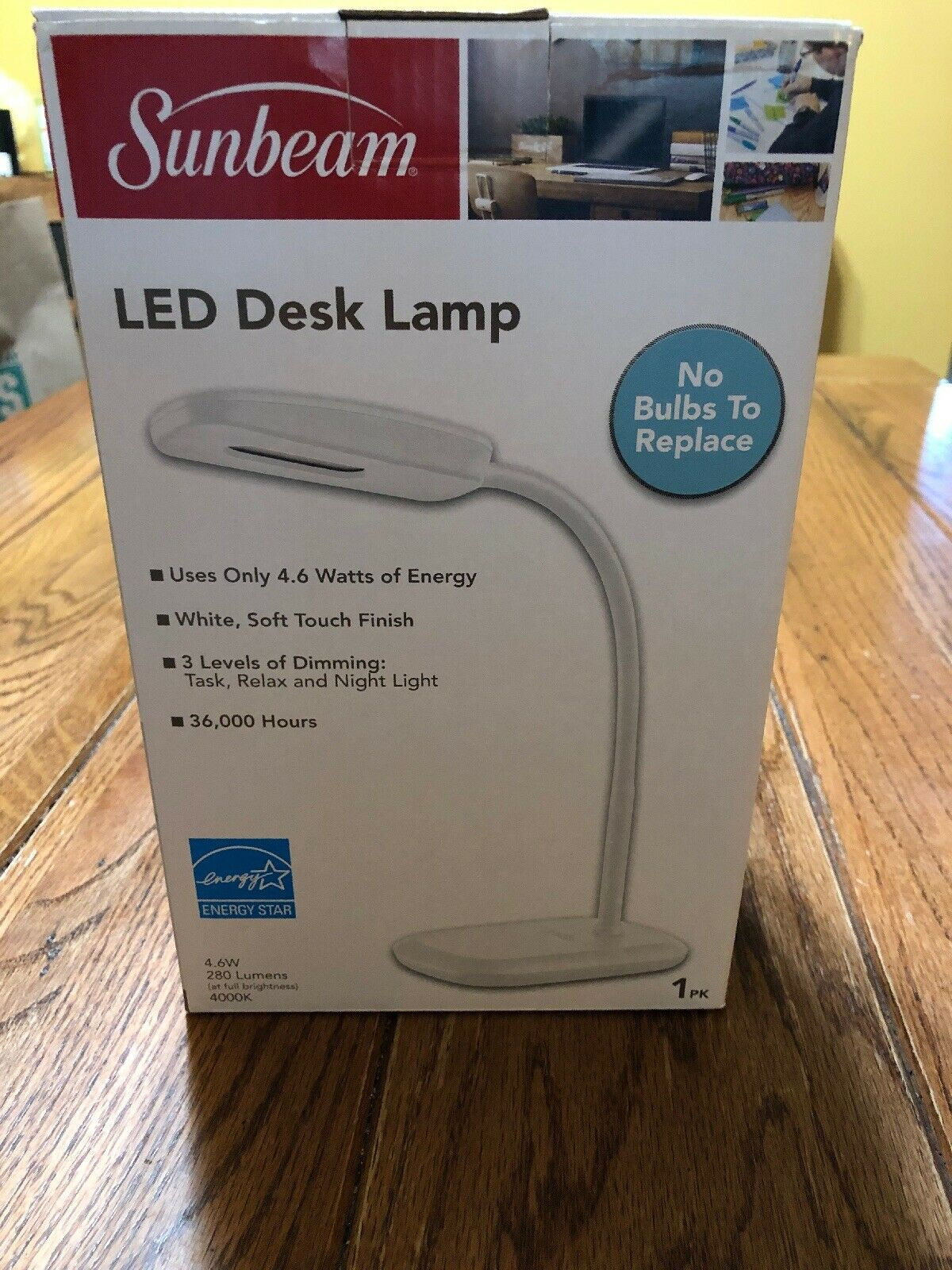 Sunbeam Flexible Neck Led Desk Lamp Adjustable Light Energy Star White intended for proportions 1200 X 1600