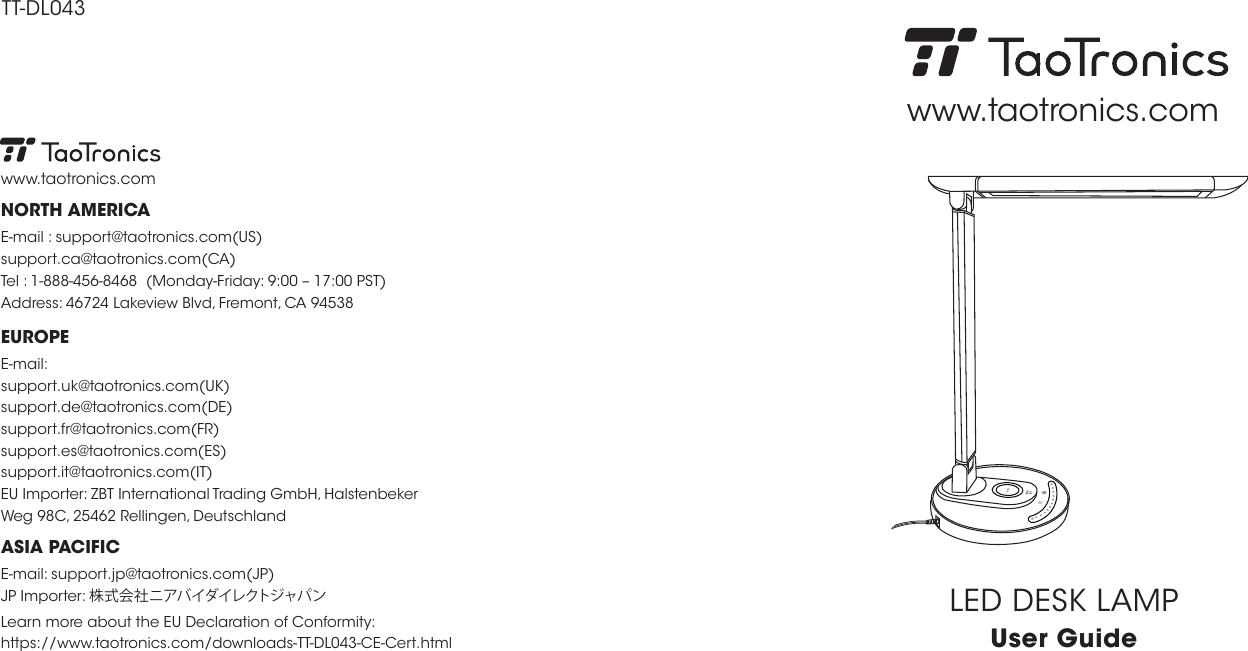 Sunvalleytek Tt Dl043 Led Desk Lamp User Manual Tt Dl043 pertaining to proportions 1248 X 651