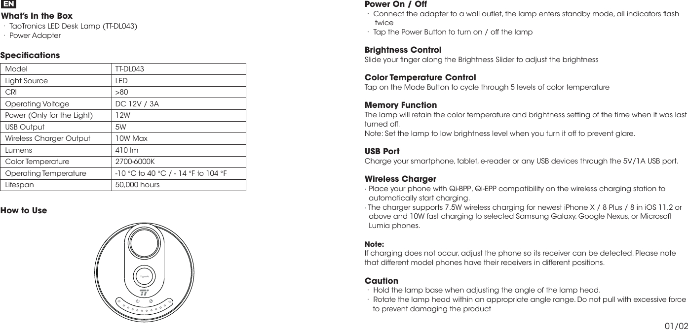 Sunvalleytek Tt Dl043 Led Desk Lamp User Manual Tt Dl043 pertaining to sizing 1394 X 670