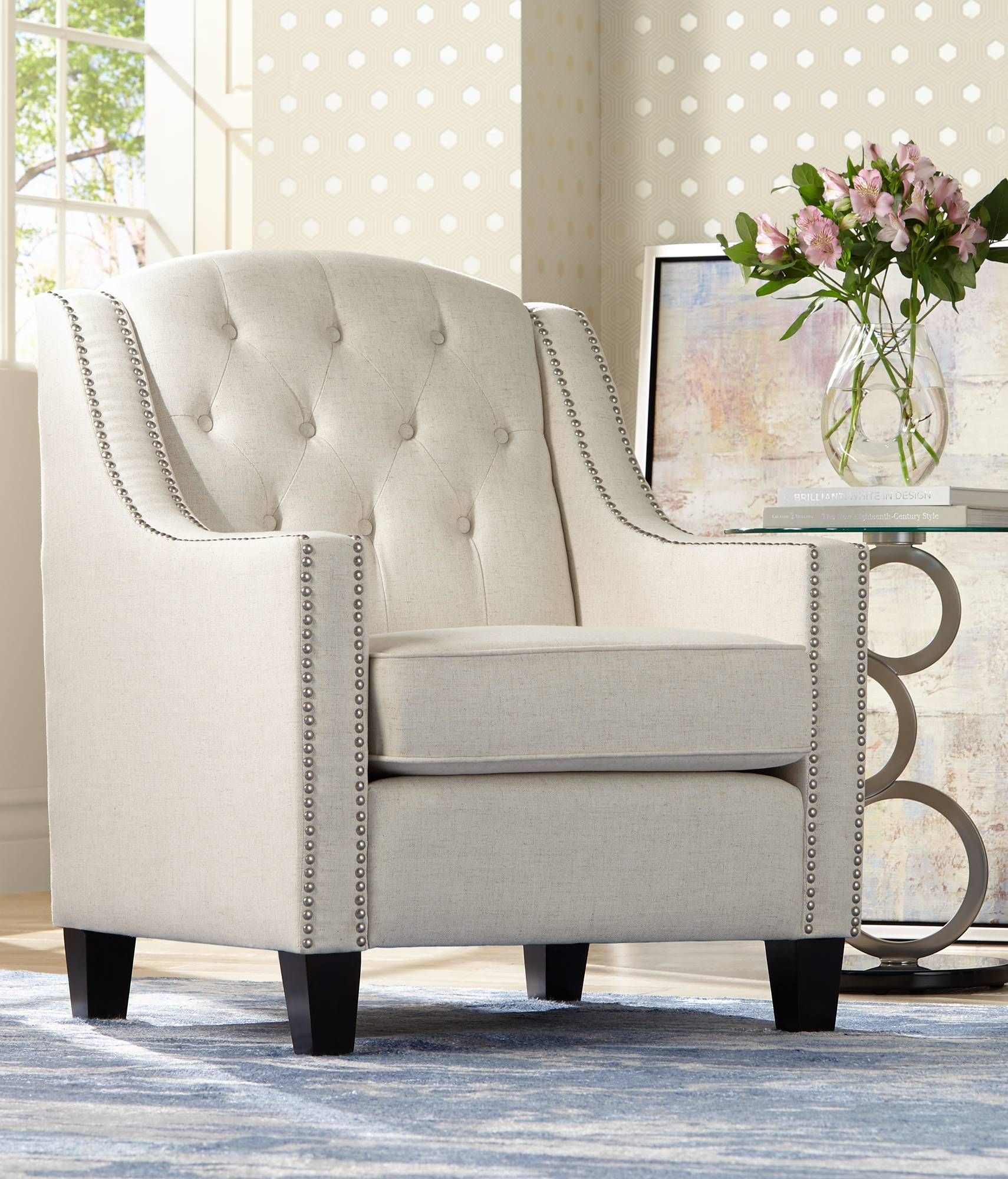 Tivoli Beige Linen Tufted Armchair Den Inspiration with sizing 1710 X 2000