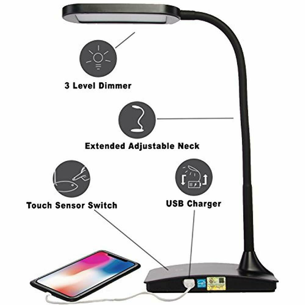 Tw Lighting Ivy 40bk Ivy Led Usb Port 3 Way Touch Switch Desk Lamp Black for proportions 1000 X 1000