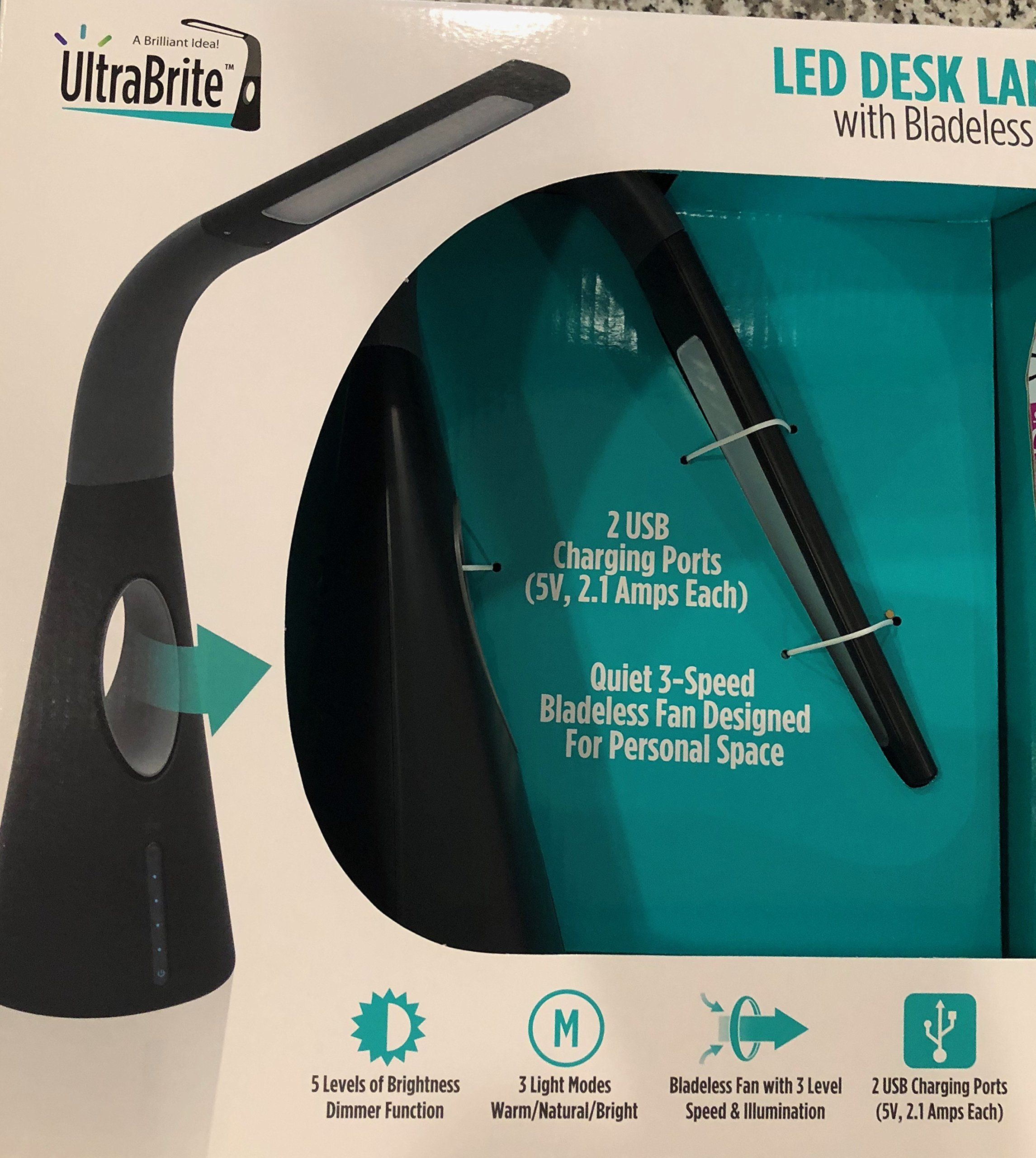 Ultrabrite Led Desk Lamp With Bladeless Fan Details Can with regard to dimensions 2291 X 2560