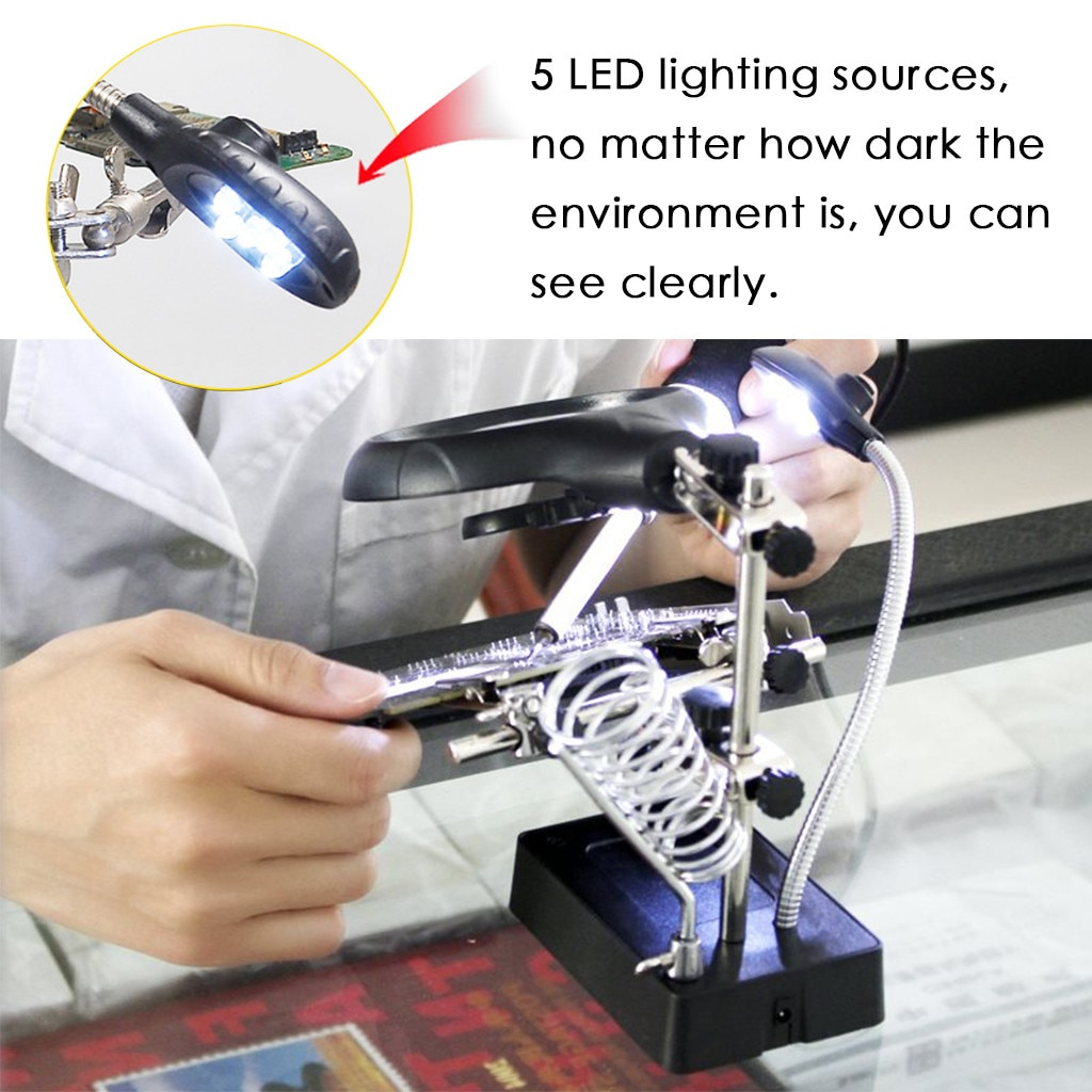 Us 1129 25 Off10x Magnifier Desk Lamp Repair Clamp Desktop Magnifying Glasses With 5 Led Light 2019 Hot High Quality Materials Goods New 626 In with dimensions 1024 X 1024