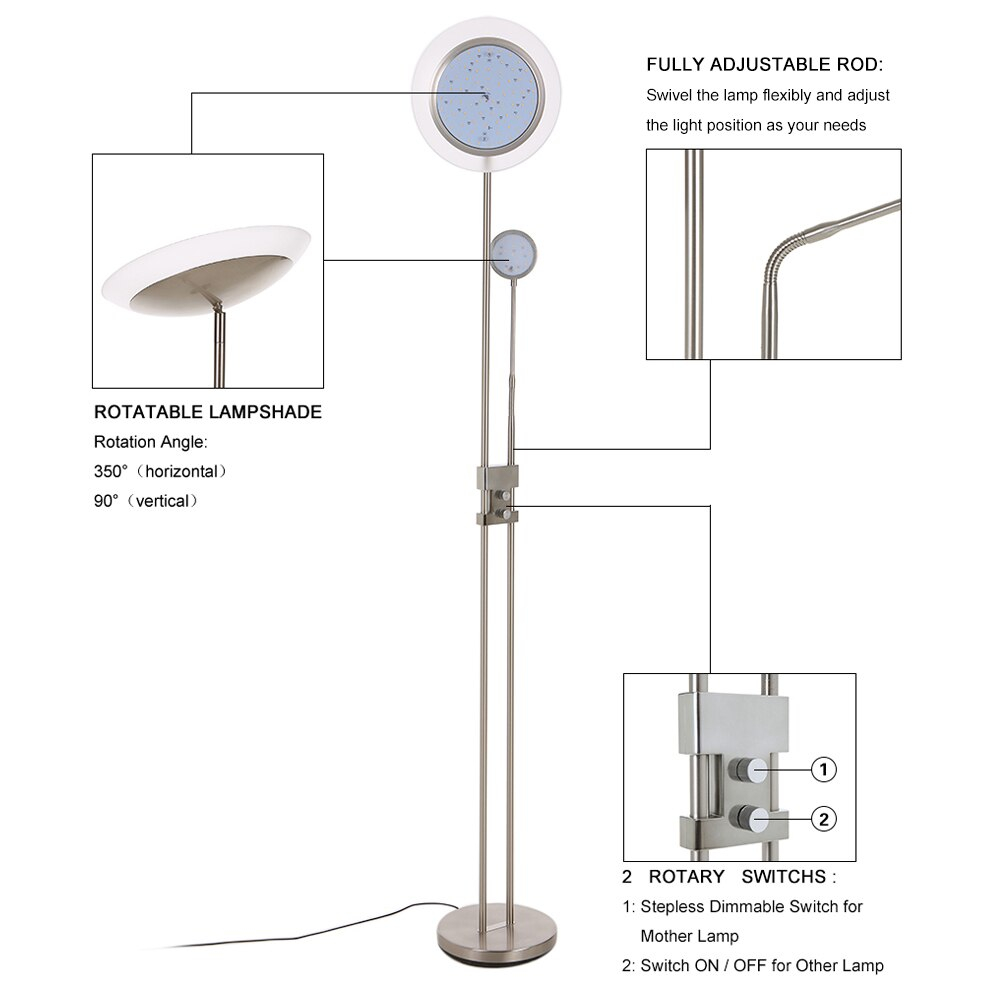 Us 13496 36 Offtomshine 71 Inch 15w Led Floor Lamp With 3w Led Us Plug Ac100v 240v Iron Dimmable Gooseneck Double Rotatable For Home Decor In Led within proportions 1000 X 1000