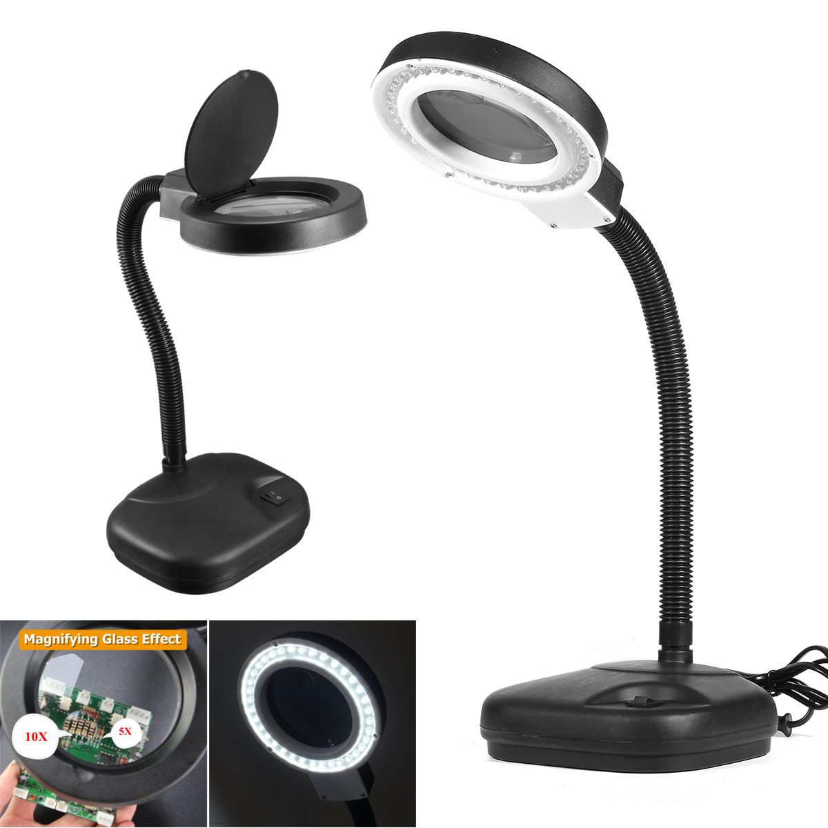 Us 1989 Led Desk Magnifier Lamp Light Crafts Glass Lens 5x 10x Magnifying Desktop Loupe Repair Tools 40 Leds Stand Daylight Table Lamp In Led Table with size 1200 X 1200