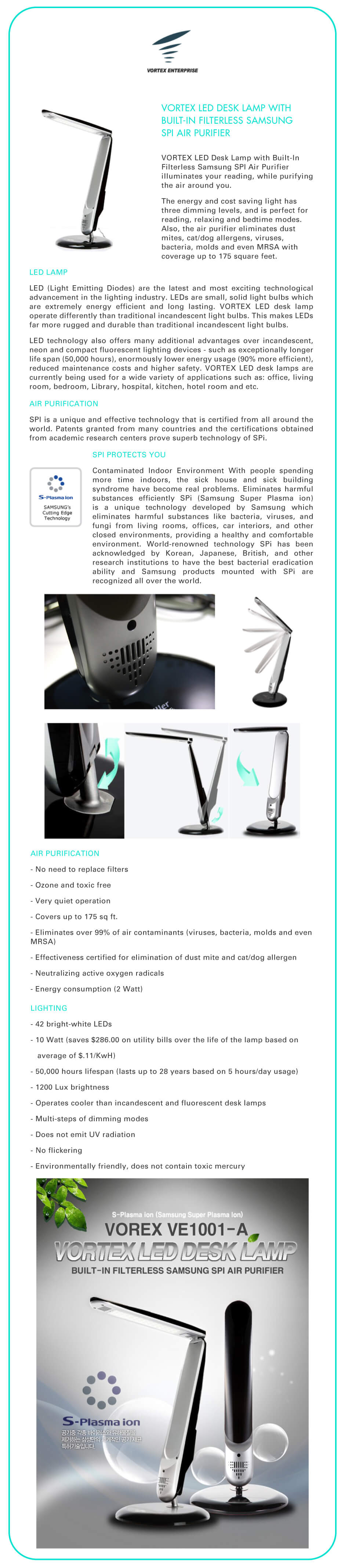 Vortex Led Desk Lamp W Built In Filterless Samsung Spi Air Purifier with regard to size 940 X 4271