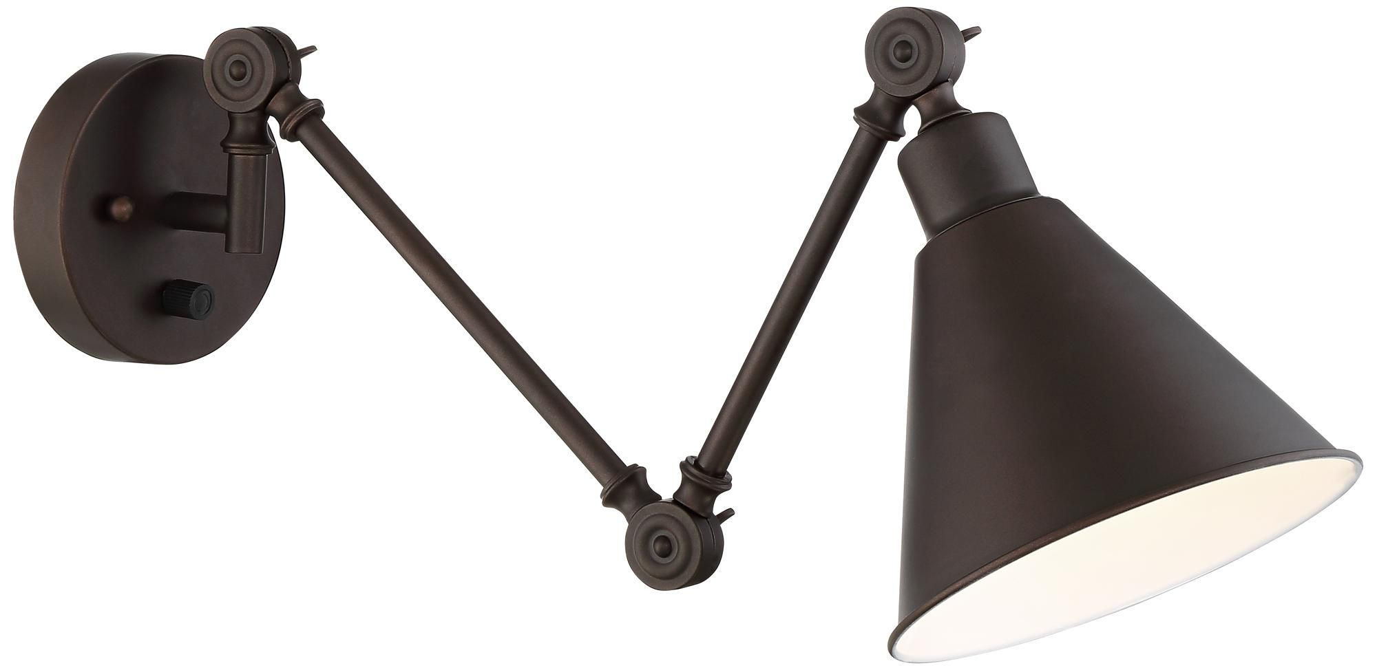 Wray Bronze Metal Plug In Wall Lamp Set Of 2 9j647 for proportions 2000 X 974