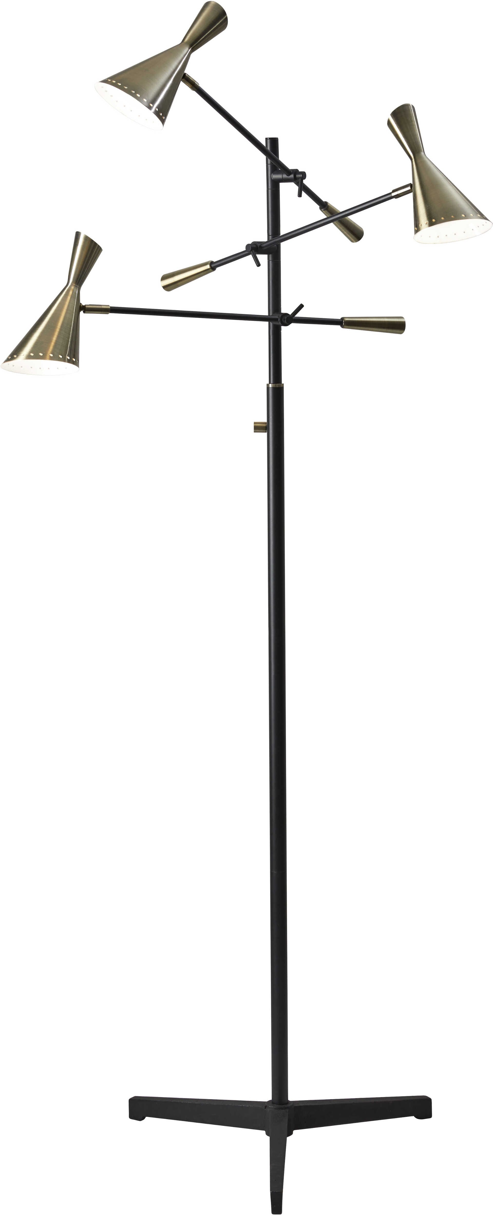 Zelda Led 3 Arm Floor Lamp Blackbrass Adesso Furniture pertaining to dimensions 1920 X 4735