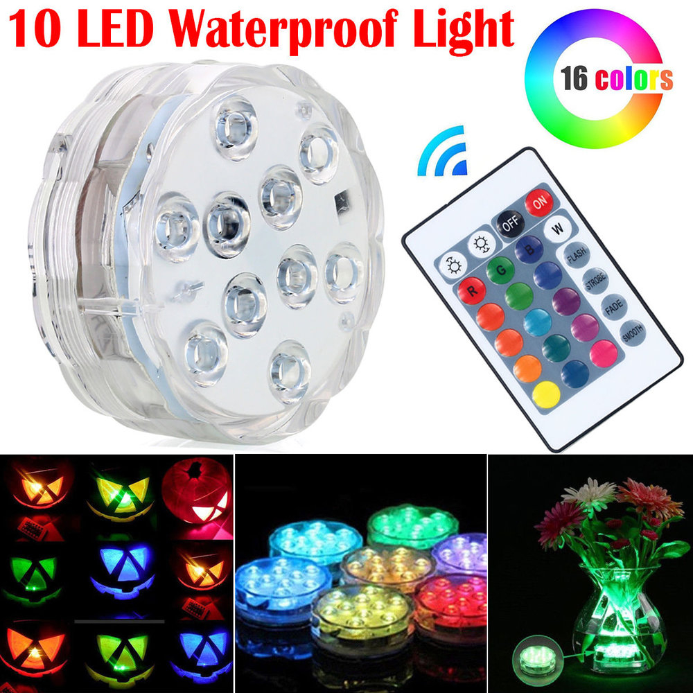 10 Led Rgb Submersible Led Light Slbstores Multi Color Waterproof Wedding Party Vase Base Floral Light Romote Controller Slbstores in measurements 1000 X 1000