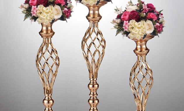 10 Pcs Or Fleur Vases Bougeoirs Stand De Mariage Dcor Route Route Lead Centre De Table Pice De Support Rack Pilier Partie Chandelier Candelabra with regard to proportions 1000 X 1000