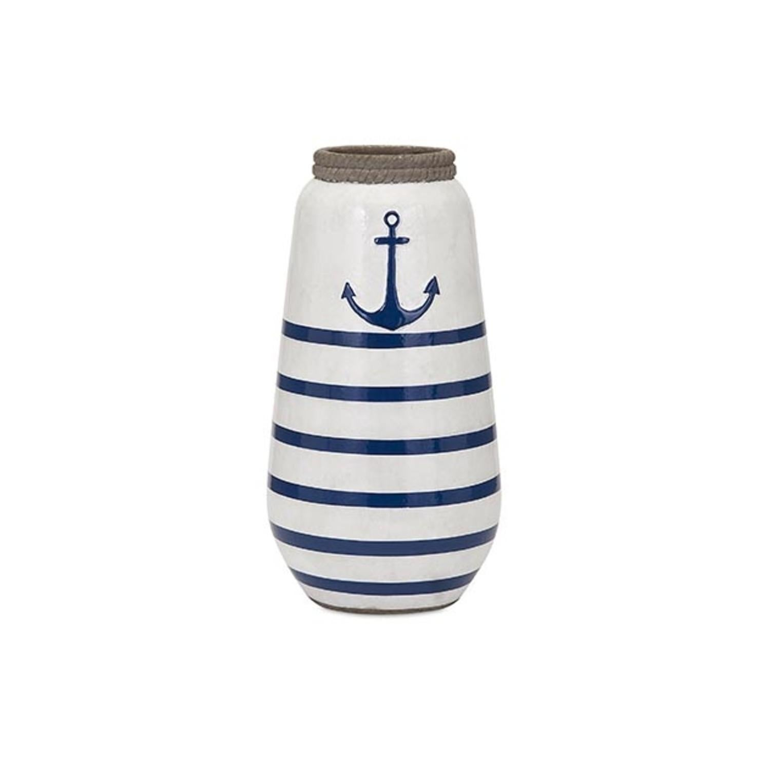 12 All Aboard Classic Nautical Anchor Blue And White Striped Hand Painted Small Terracotta Flower Vase pertaining to proportions 1500 X 1500