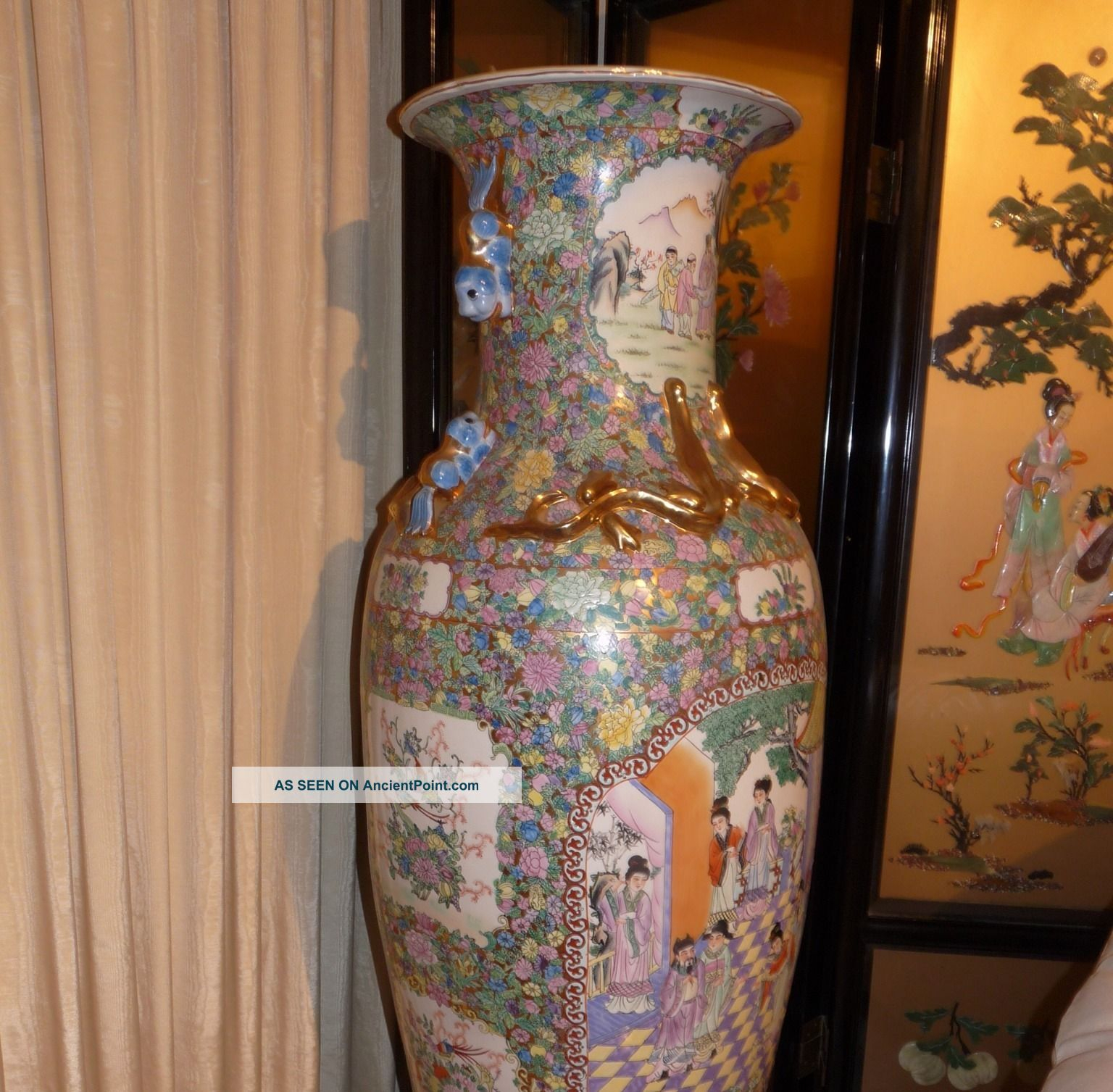 19c Antique Chinese Vase 5ft Tall intended for measurements 1536 X 1507