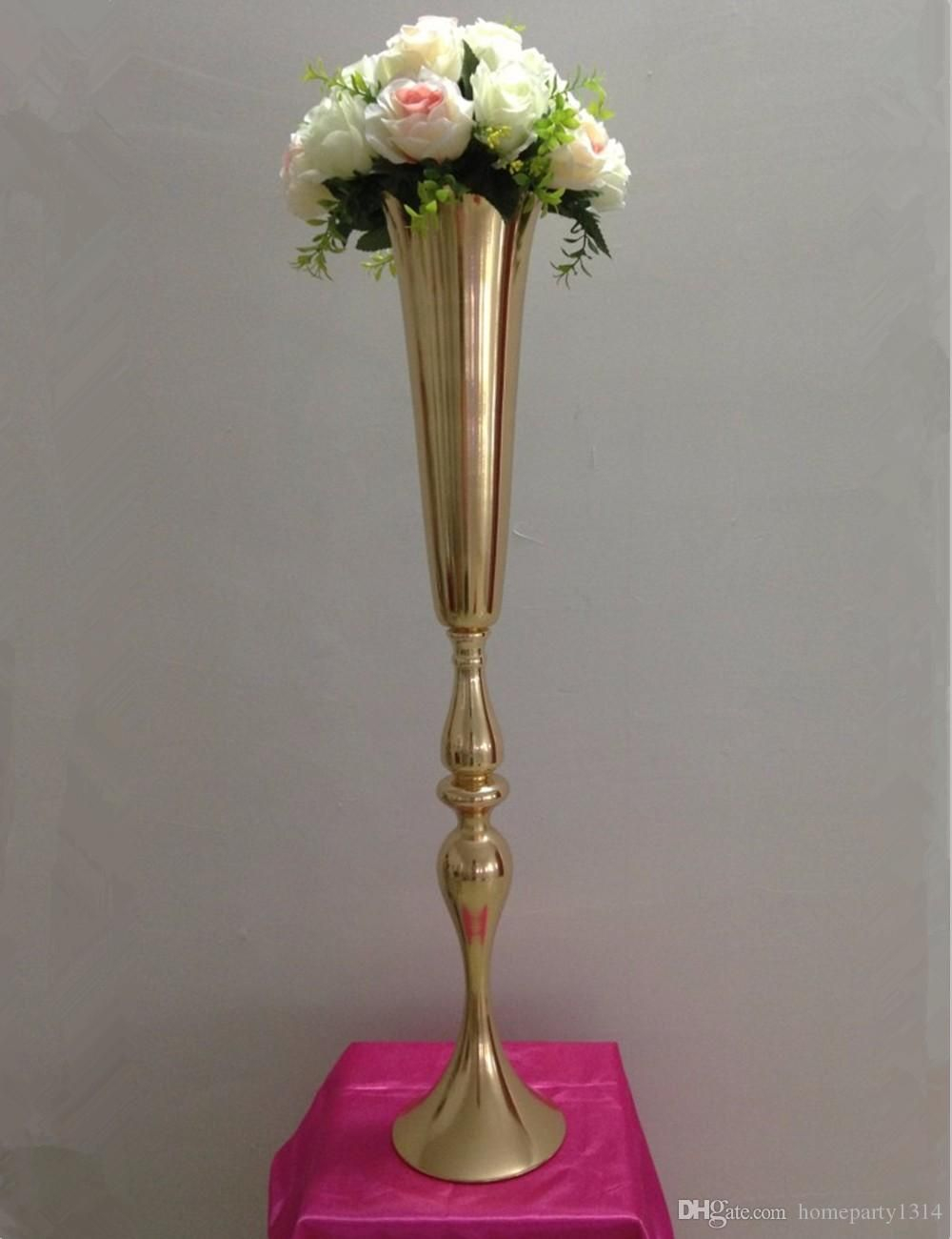 2019 Royal Gold Silver Tall Big Flower Vase Wedding Table for proportions 1000 X 1300