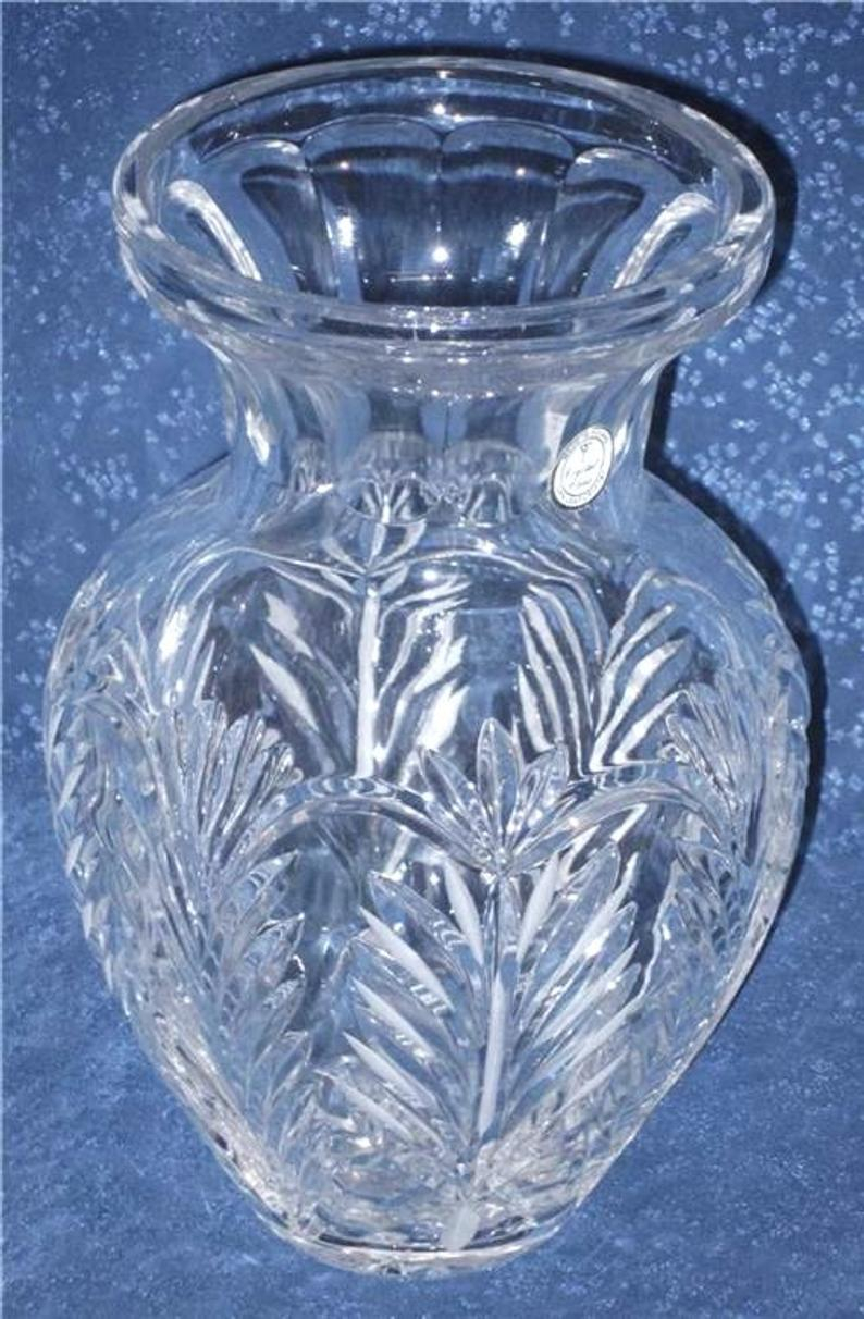 24 Lead Crystal Vase Etched Leaves 10 Made In Poland Crystal Clear Mint Cond in dimensions 794 X 1212