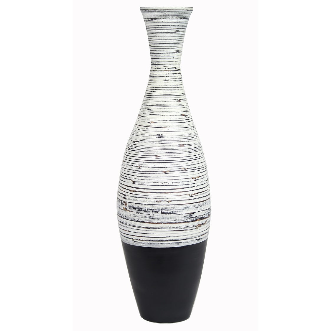 36 Spun Bamboo Floor Vase Distressed White Matte Black with regard to dimensions 1123 X 1123