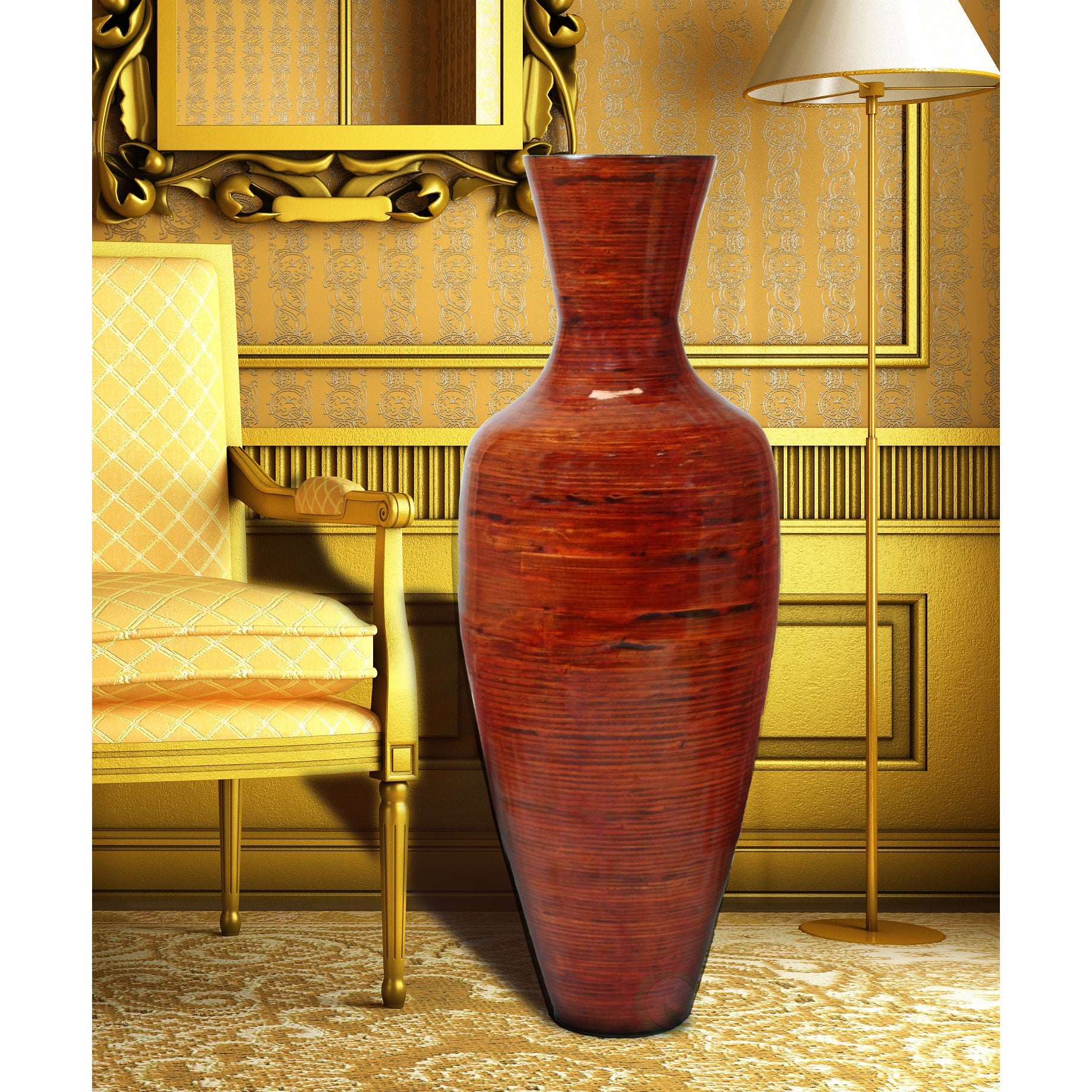 375 Tall Bamboo Floor Vase Glossy Red intended for proportions 1838 X 1838