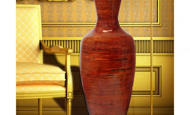 375 Tall Bamboo Floor Vase Glossy Red with sizing 1838 X 1838