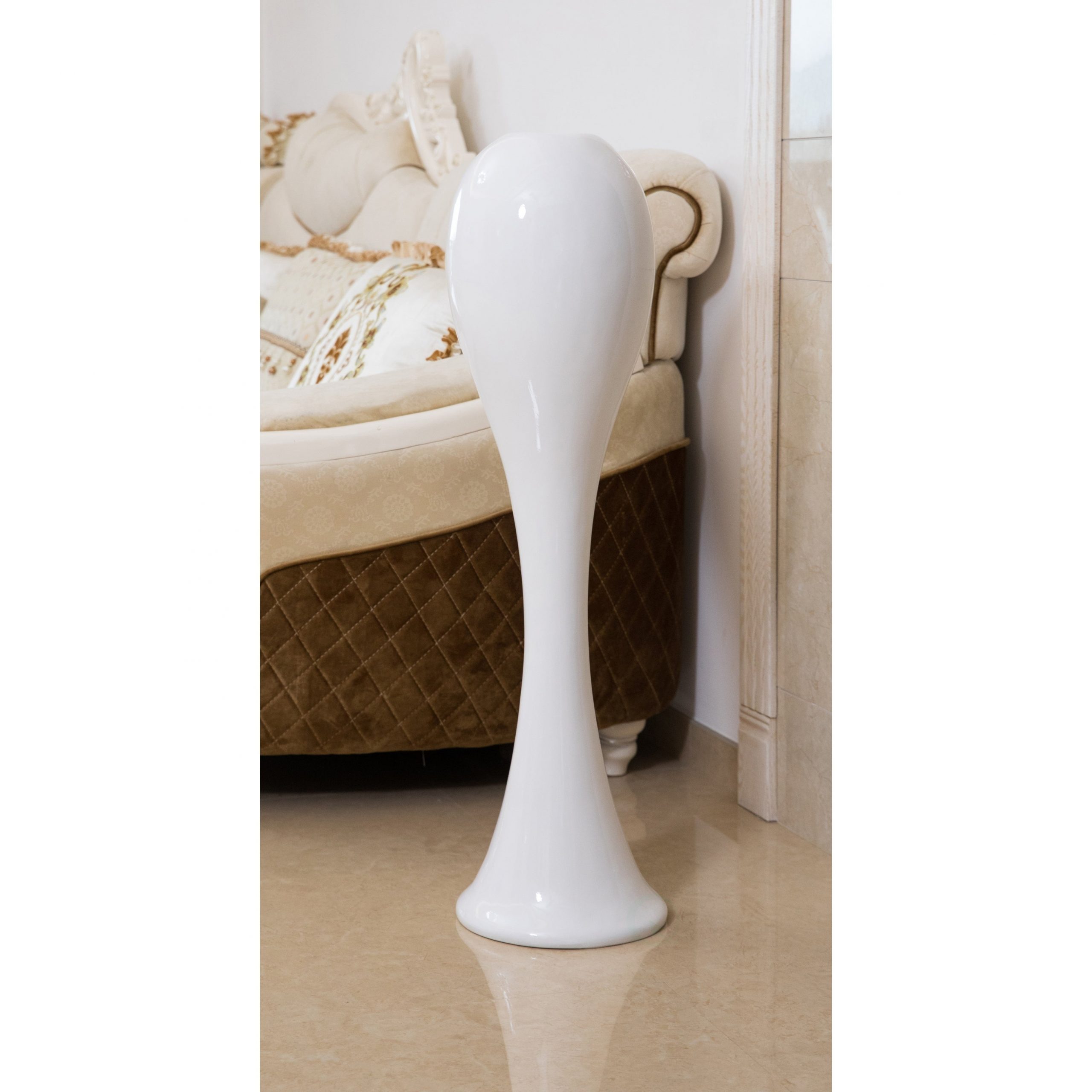 39 Tall White Narrow Unique Fiberglass Modern Floor Vase inside measurements 3163 X 3163