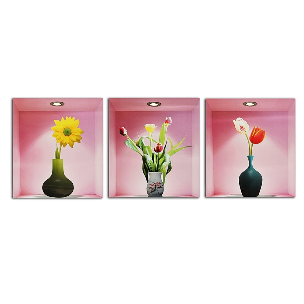 3pcs 3d Removable Flower Vase Wall Sticker Home Decal Living Room Decoration for size 1000 X 1000
