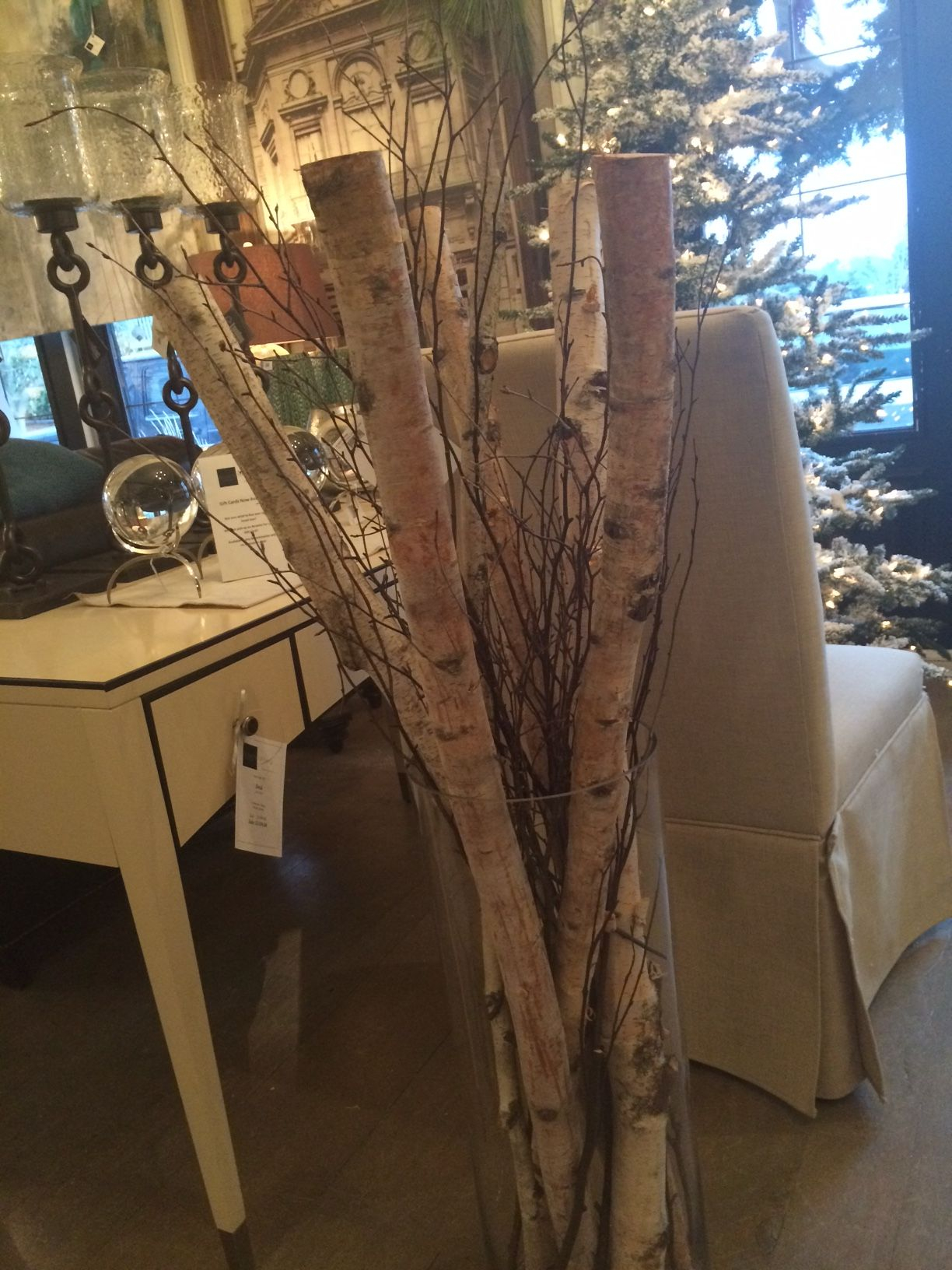 4 Foot Tall Birch Poles With Rustic Twig In A Tall Glass pertaining to size 1224 X 1632