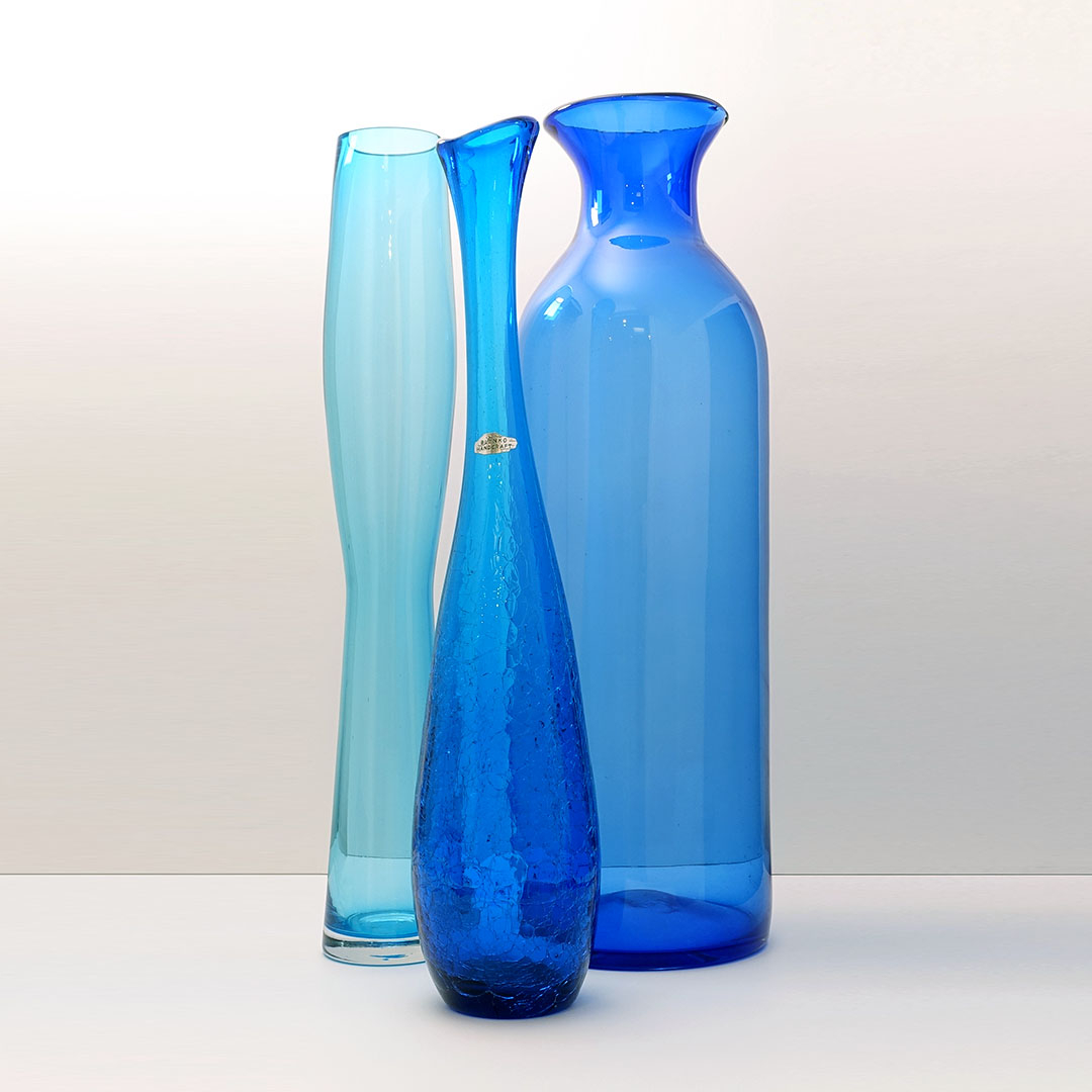 Tall cobalt blue vases