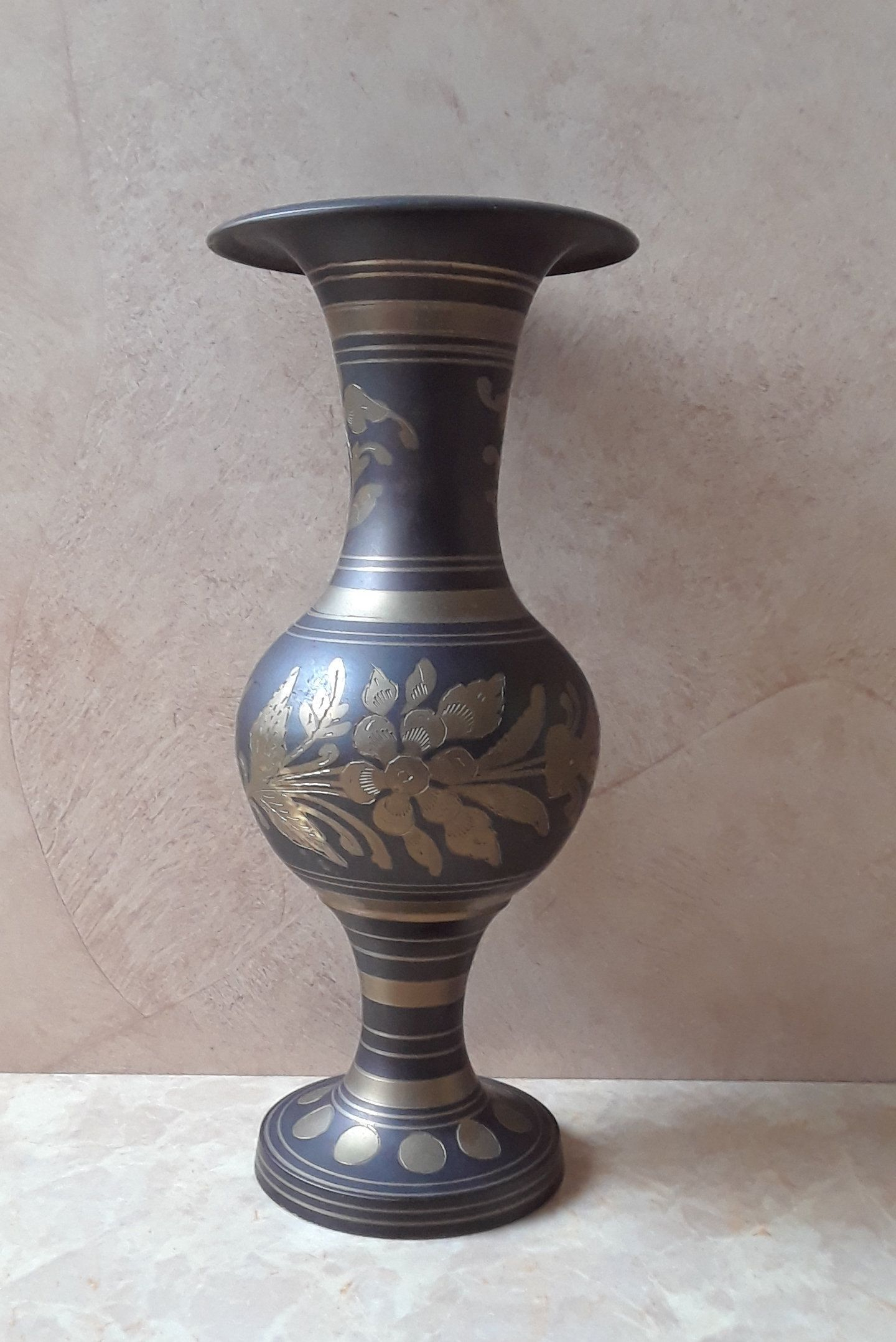 9 Vintage Pwf Solid Brass Vase Made In India Carved Etched with size 1440 X 2156